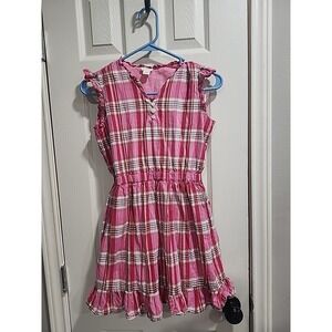 J Crew Crewcuts Pink Plaid Ruffled Dress Girls 10